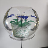 Art glass blue paperweight Signed J. Murphy