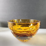 Hand cut and hand polished amber crystal bowl Honeycomb pattern