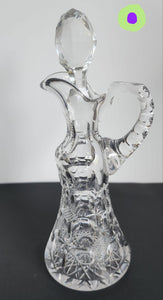 Signed Bergen cut glass abp Antique handled cruid auction