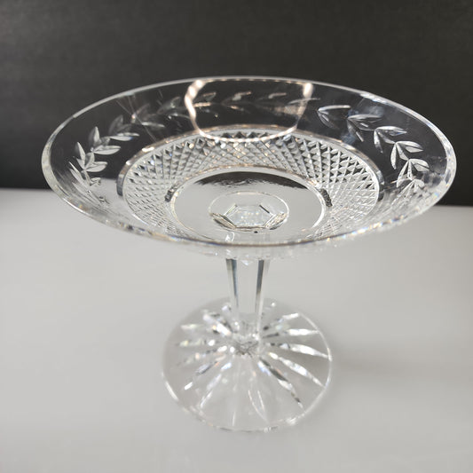 Signed Waterford Hand Cut glass compote Irish Crystal