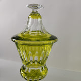 Val St Lambert? Cut Glass green urns pair