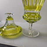 Val St Lambert? Cut Glass green urns pair