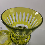 Val St Lambert? Cut Glass green urns pair