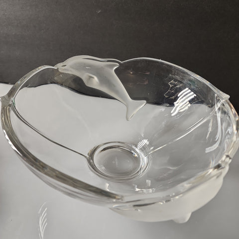 Signed Lenox Dolphin glass bowl Crystal