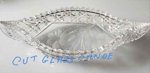 American Brilliant Period hand Cut Glass canoe dish abp antique