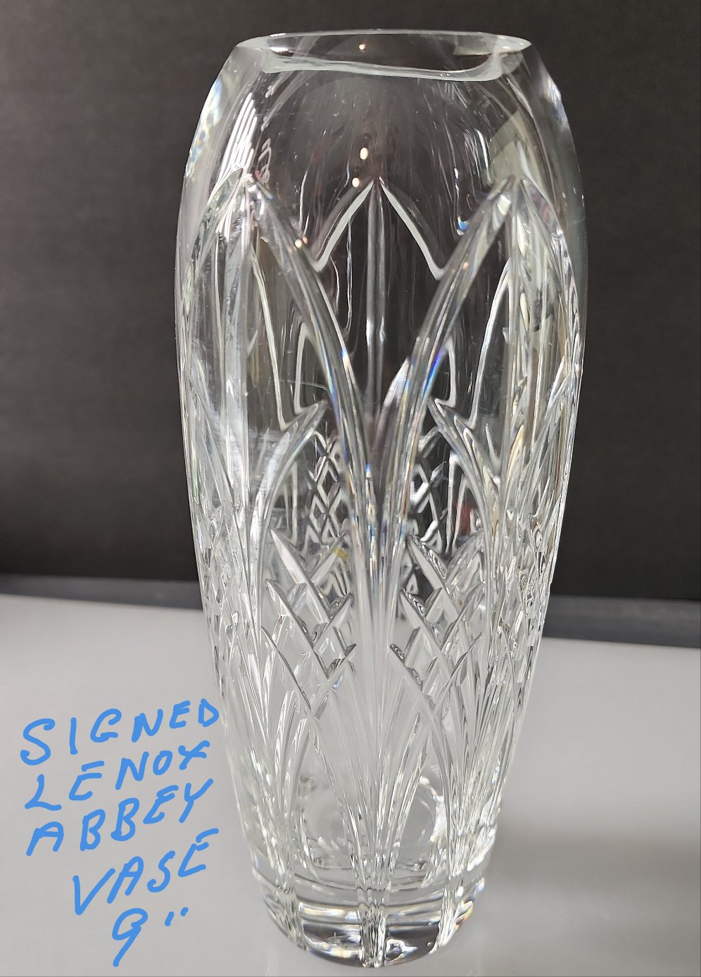 Lenox Cut glass Crystal Abbey vase Made in USA Signed