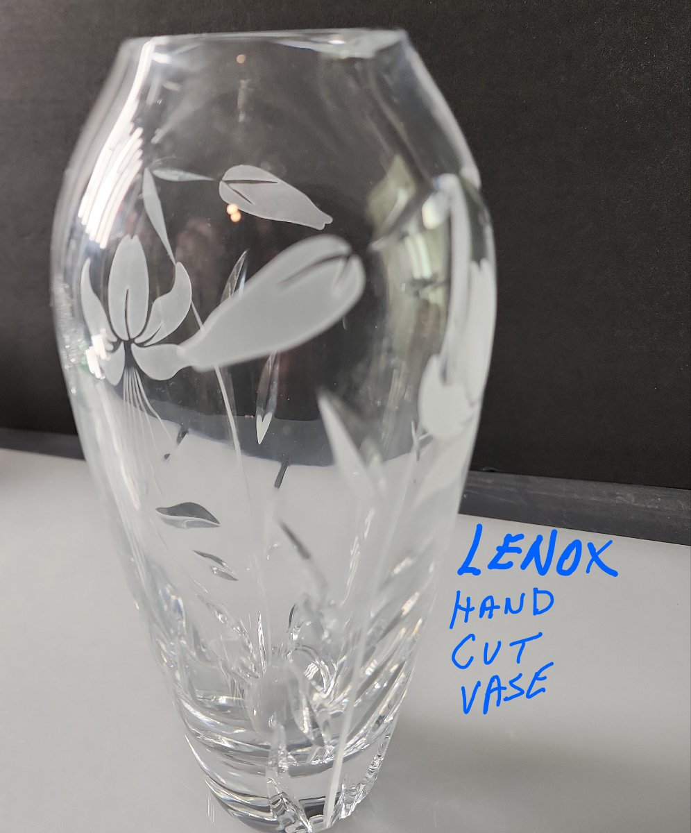 Lenox Cut glass Crystal vase Signed O'Rourke Crystal Awards & Gifts