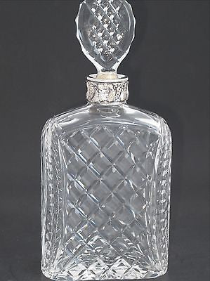 Hand Cut glass silver ring neck decanter oval stopper Portugal - O'Rourke crystal awards & gifts abp cut glass