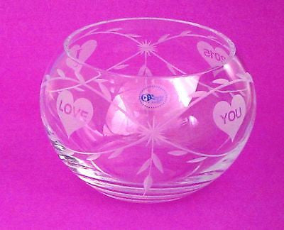 Hand cut lead crystal bowl,  Can be customized ,glass, hearts - O'Rourke crystal awards & gifts abp cut glass