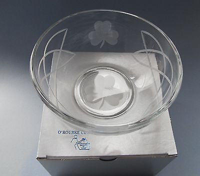 Hand cut glass bowl, Celtic  shamrock  gift Can be customized - O'Rourke crystal awards & gifts abp cut glass