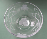 Hand cut glass bowl, Celtic  shamrock  gift Can be customized - O'Rourke crystal awards & gifts abp cut glass