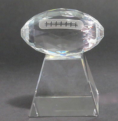 Oval optical GLASS football faceted, Gift crystal / award for etching - O'Rourke crystal awards & gifts abp cut glass