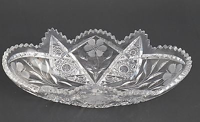 American Brilliant Period Cut Glass oblong bowl, Antique - O'Rourke crystal awards & gifts abp cut glass