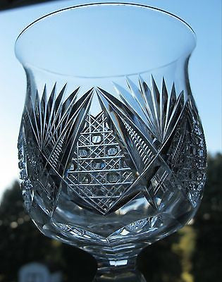 American Brilliant Period Cut Glass water goblet Antique abp hand cut bell shape - O'Rourke crystal awards & gifts abp cut glass