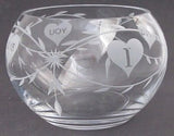 Hand cut lead crystal bowl,  Can be customized ,glass, hearts - O'Rourke crystal awards & gifts abp cut glass