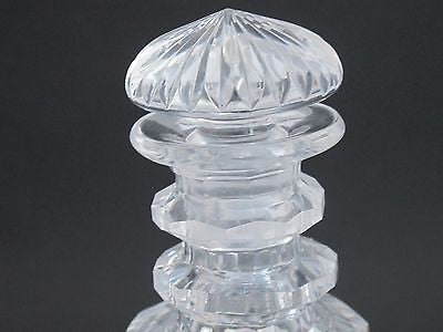 Hand Cut glass faceted 3 ring neck decanter crosscut with mushroom stopper - O'Rourke crystal awards & gifts abp cut glass