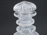 Hand Cut glass faceted 3 ring neck decanter crosscut with mushroom stopper - O'Rourke crystal awards & gifts abp cut glass