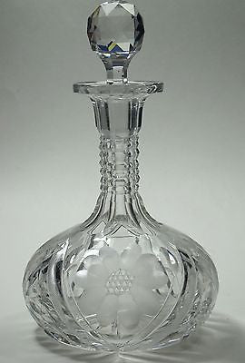 Cut glass wheel etched wine  decanter glass Hand cut - O'Rourke crystal awards & gifts abp cut glass