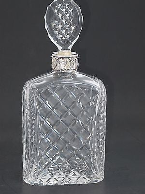 Hand Cut glass silver ring neck decanter oval stopper Portugal - O'Rourke crystal awards & gifts abp cut glass