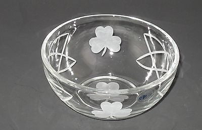 Hand cut glass bowl, Celtic  shamrock  gift Can be customized - O'Rourke crystal awards & gifts abp cut glass