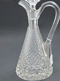 Hand Cut glass handled decanter  crosscut with stopper - O'Rourke crystal awards & gifts abp cut glass