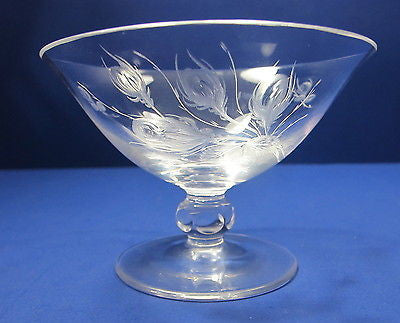 Rosenthal sherbet glass Rose moss Hand engraved / cut signed - O'Rourke crystal awards & gifts abp cut glass