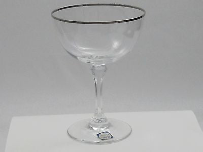 Lenox MONTCLAIR dessert glass platinum band Crystal Made in USA Mt Pleasant PA - O'Rourke crystal awards & gifts abp cut glass