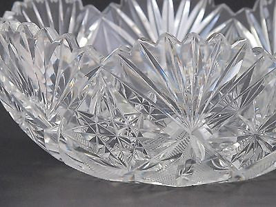 American Brilliant Period hand Cut Glass and mouth blown wheel polished bowl - O'Rourke crystal awards & gifts abp cut glass