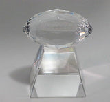 Oval optical GLASS football faceted, Gift crystal / award for etching - O'Rourke crystal awards & gifts abp cut glass