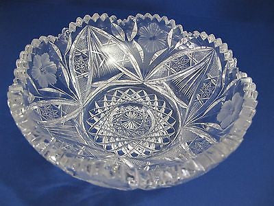 American Brilliant Period hand Cut Glass Antique  bowl ABP, Wedding gift - O'Rourke crystal awards & gifts abp cut glass
