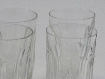 Vintage Cut Glass tumblers crosscut and facet 4 piece set - O'Rourke crystal awards & gifts abp cut glass
