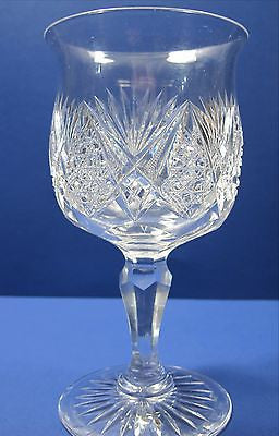 American Brilliant Period Cut Glass water goblet Antique abp hand cut bell shape - O'Rourke crystal awards & gifts abp cut glass