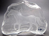 Hand Cut Glass Horse pattern paperweight,  24% lead crystal - O'Rourke crystal awards & gifts abp cut glass