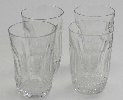 Vintage Cut Glass tumblers crosscut and facet 4 piece set - O'Rourke crystal awards & gifts abp cut glass