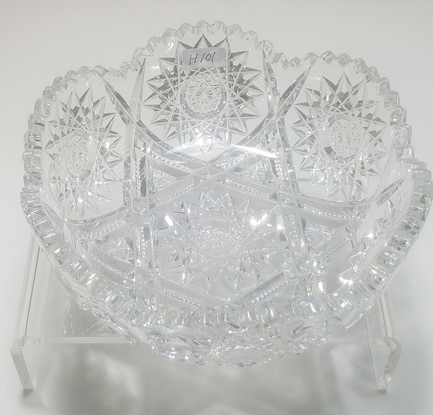 ABP cut glass oval bowl American