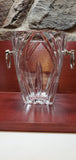 Glass ice bucket 24 % lead crystal silver handles