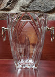 Glass ice bucket 24 % lead crystal silver handles