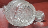 Hand Cut glass 3 ring neck decanter with mushroom stopper Antique