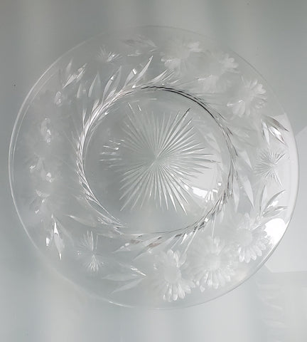 ABP crystal platter hand cut glass butterfly