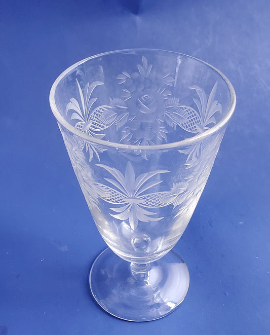 Westmoreland Glass Antique cut & engraved glass goblet Rose