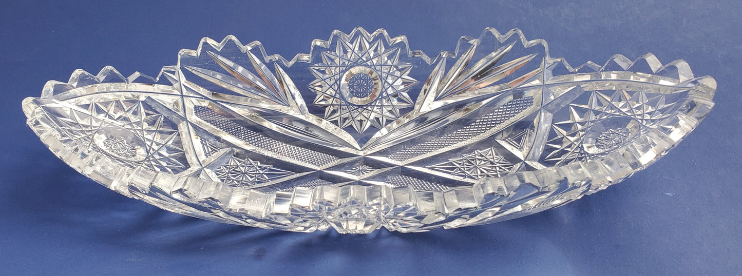 ABP Cut glass celery tray cluster Antique