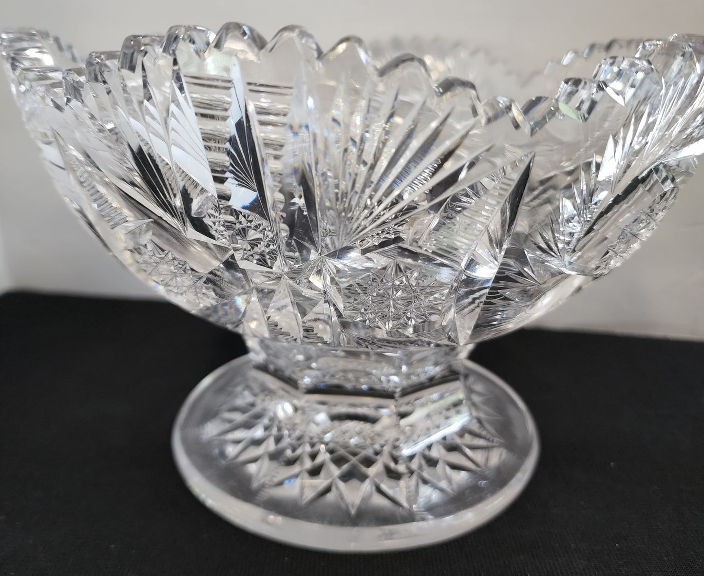 ABP footed bowl hand cut glass