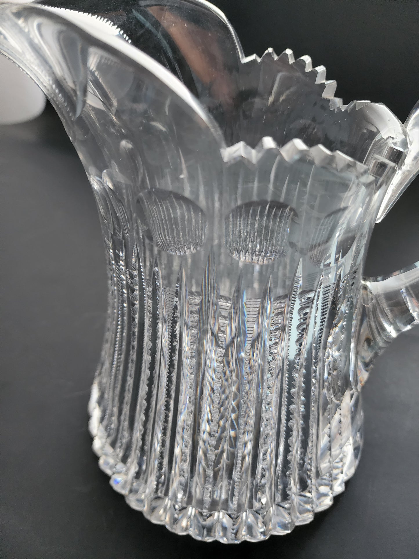American Brilliant Period Cut Glass pitcher Zipper Antique