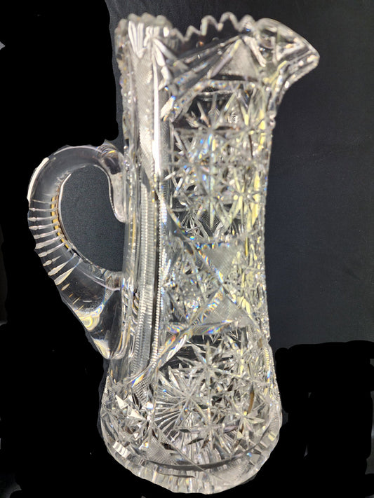 Pitcher American Brilliant Period Cut Glass Antique J