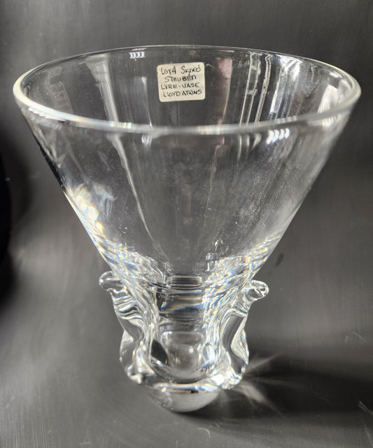 Steuben Signed Lyre vase Glass Atkins