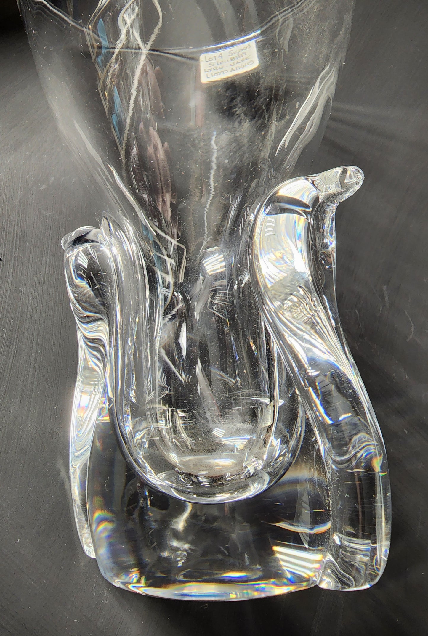 Steuben Signed Lyre vase Glass Atkins
