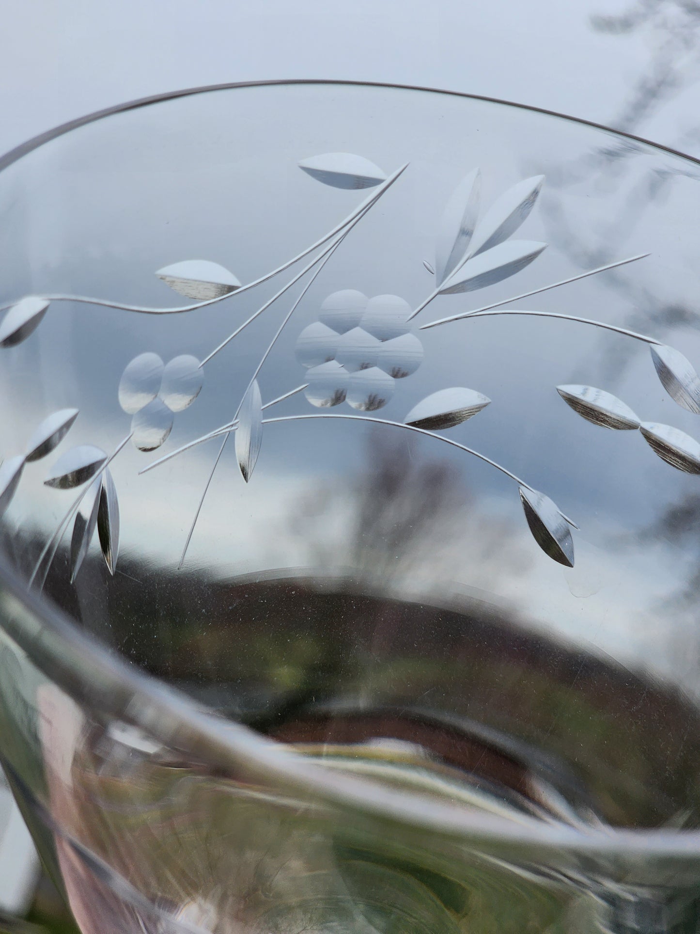 Signed Fostoria goblet glass Nosegay pattern Hand cut Crystal