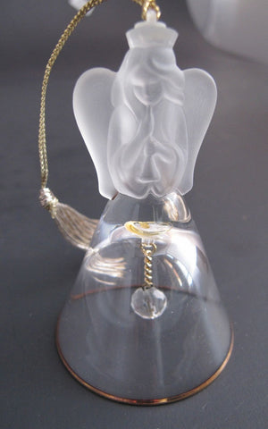 Lenox Crystal 1988 Angel Tree miniature bell ornament Made in USA - O'Rourke crystal awards & gifts abp cut glass