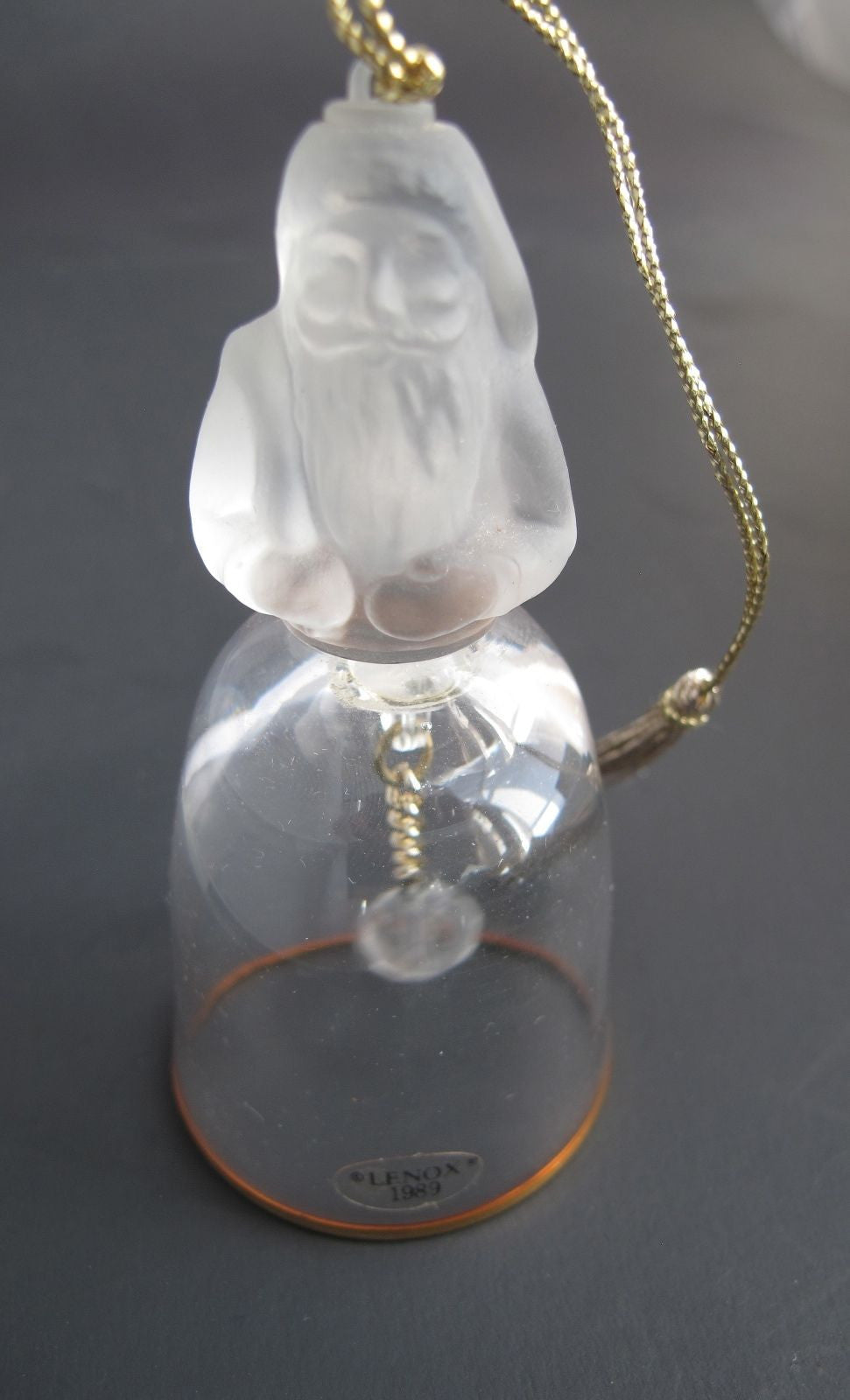 Lenox Crystal 1989 St. Nicholas Tree miniature bell ornament Made in USA - O'Rourke crystal awards & gifts abp cut glass