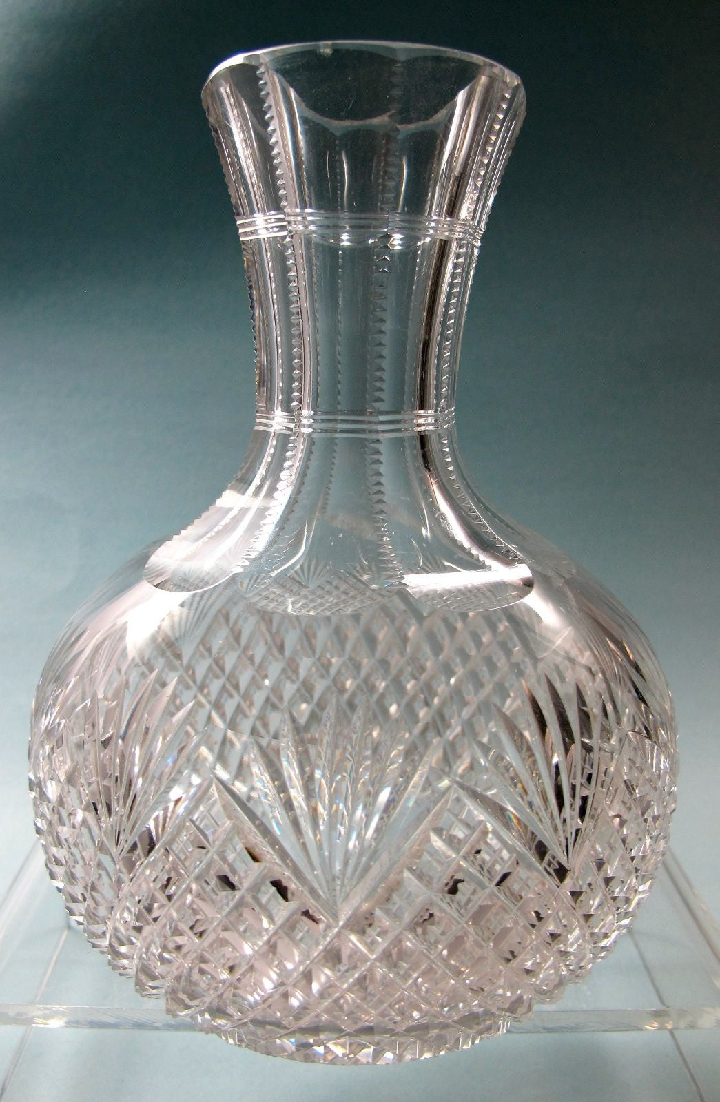 Strawberry diamond and fan Carafe American Brilliant Period hand Cut Glass - O'Rourke crystal awards & gifts abp cut glass